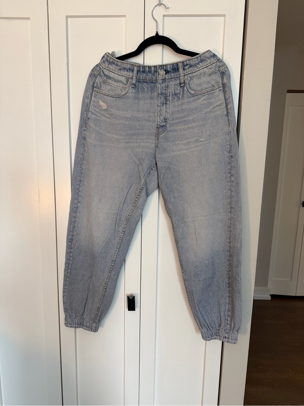 rag & bone *modified* Light Blue Relaxed Elastic-Cuff Jeans